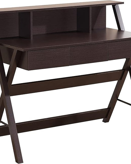 NicBex Laik-DW-00040-DX Desks, 43.25" W x 21.75" D x 38" H, Brown - LeafyLoom