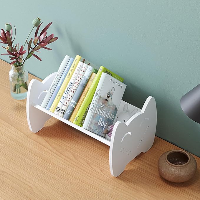 kids Bookshelf, Desktop Bookshelf, Tilted Mini Bookshelf for Desk, Tabletop Bookshelf, Book Shelf for Books Magazine CD, Tiny Bookshelf and Storage Rack in Living Room/Office/Home. - LeafyLoom
