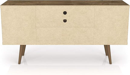 Manhattan Comfort Liberty Mid Century Modern TV Stand for Televisions up to 50 Inches, Bedroom and Living Room Entertainment Center with Storage, Shelves, and Cabinet, 53" Wide, Rustic Brown/3D Brown - LeafyLoom