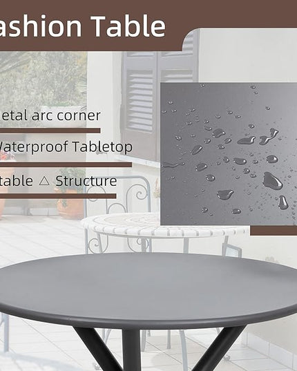 Shintenchi 3 Pieces Outdoor Patio Bistro Sets, Textilene Fabric Small Patio Furniture Set, Front Porch Chairs Conversation Set with Table for Lawn, Garden, Balcony, Poolside (Light Gray) - LeafyLoom