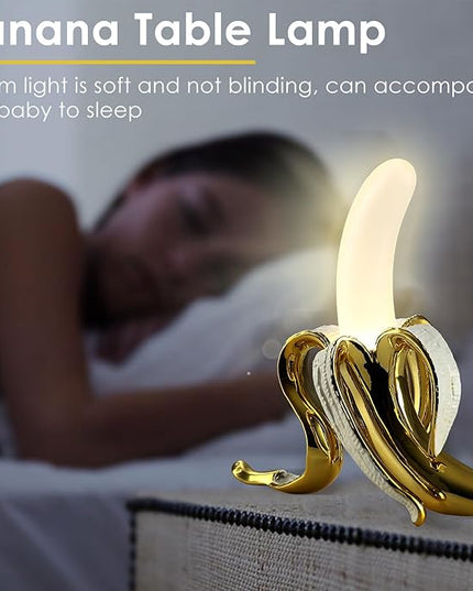 Modern Banana Table Lamp, Desk Lamp,Led Night Light Plating Resin Banana Lighting Fixture for Living Room, Bedroom,Home Office,Kids Room (Standing-Plated) - LeafyLoom