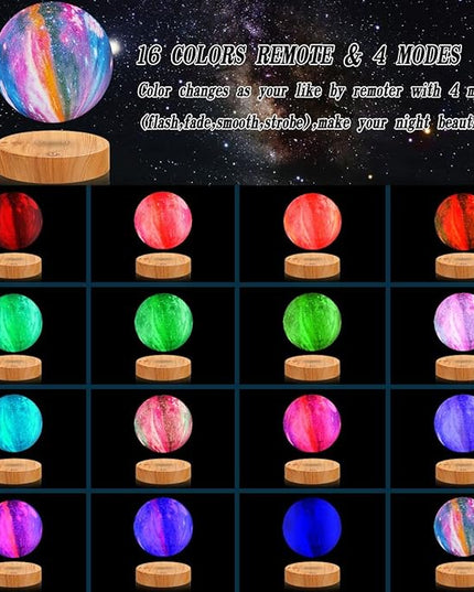 VGAzer Levitating Moon Lamp,Floating and Spinning in Air Freely with 3D Printing LED Moon Light Has 16 Colors 20 Modes for Unique Christmas Gifts,Room Decor (16 Colors Galaxy Moon) - LeafyLoom