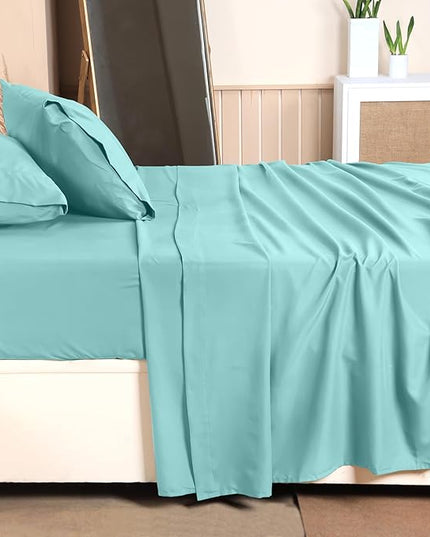Utopia Bedding Twin Bed Sheets Set - 3 Piece Bedding - Brushed Microfiber - Shrinkage and Fade Resistant - Easy Care (Twin, Spa Blue) - LeafyLoom