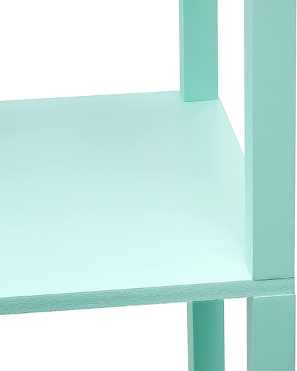 Simple Designs LF1037-AQU Floor Lamp Etagere Organizer Storage Shelf with 2 USB Charging Ports, 1 Charging Outlet and Linen Shade, Aqua - LeafyLoom