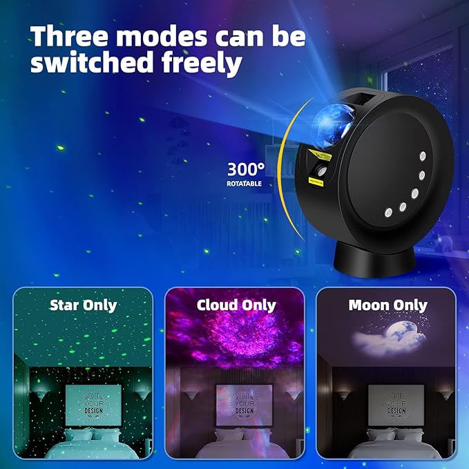 Galaxy Star Projector,Sky Light Nebula Projection Colorful Starry Lamp with Remote Control,Time Setting and Adjustable Brightness Cloud Moon Lighting for Bedroom/Party/Home/Theater - LeafyLoom