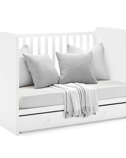 Delta Children babyGap Graham 4-in-1 Convertible Crib with Storage Drawer + Brannan Bear Bookcase with Bins + Brannan Bear Wall Shelf with 4 Hooks, Bianca White (Bundle) - LeafyLoom