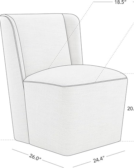 Modern Dining Chairs with Casters Upholstered Wingback Single Sofa for Bedroom Waiting Room Kitchen Diningroom, 33.9''H, Dark Gray - LeafyLoom