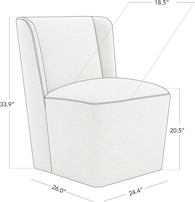 Modern Dining Chairs with Casters Upholstered Wingback Single Sofa for Bedroom Waiting Room Kitchen Diningroom, 33.9''H, Dark Gray - LeafyLoom