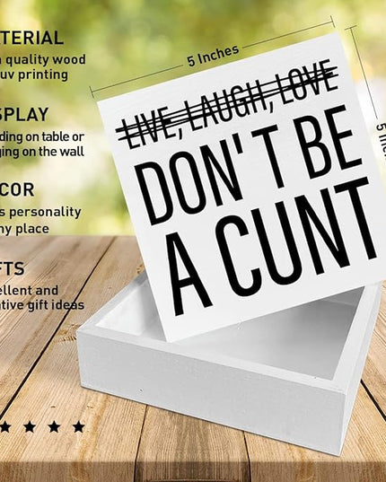 Home Office Desk Wooden Box Sign Decor, Live Laugh Love, Funny Desk Decor Humour Desk Decorations for Women Men Office - LeafyLoom