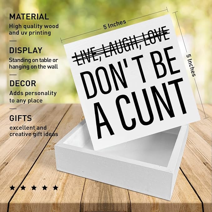 Home Office Desk Wooden Box Sign Decor, Live Laugh Love, Funny Desk Decor Humour Desk Decorations for Women Men Office - LeafyLoom