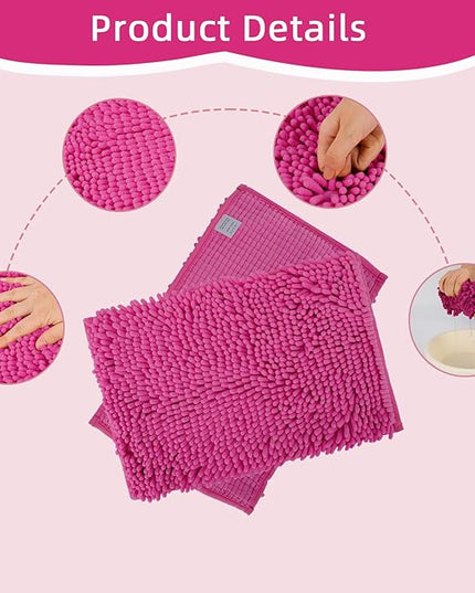 Locker Rug school girl rugs Carpet Chenille 100% Microfiber Locker Carpet with Non Skid Backing Locker Decorations (Rose Red, 11.5X17.5) - LeafyLoom