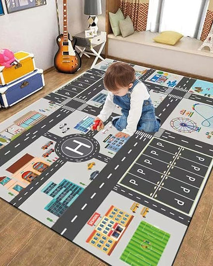 Kids Rug Play Mat Great for Playing with Cars and Toys,Educational Kid Road and Traffic City Life Carpet,Children Baby Fun Throw Rug for Bedroom Play Room,31X47Inch/80X120CM - LeafyLoom