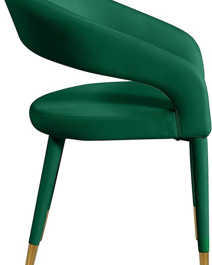 Meridian Furniture Destiny Collection Modern | Contemporary Velvet Upholstered Rounded Back Dining Chair, 23" W x 23" D x 31.5" H, Green - LeafyLoom