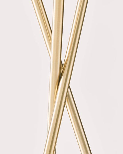 Brightech Jaxon LED Floor lamp, Modern Lamp for Living Rooms & Offices, Tall Lamp with Contemporary Drum Shade, Gold Tripod Standing Lamp for Bedroom Reading, Great Living Room Decor - Brass - LeafyLoom