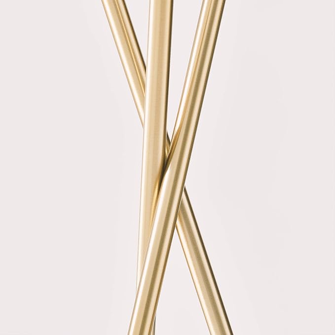 Brightech Jaxon LED Floor lamp, Modern Lamp for Living Rooms & Offices, Tall Lamp with Contemporary Drum Shade, Gold Tripod Standing Lamp for Bedroom Reading, Great Living Room Decor - Brass - LeafyLoom
