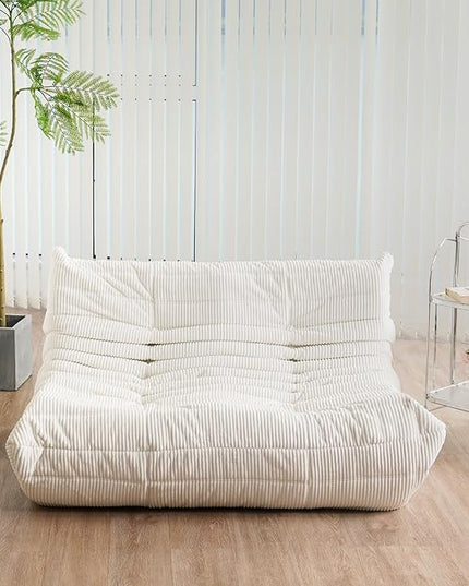 N&V Fireside Loveseat, Mid Century Armless Twin Size Floor Sofa, Soft Premium Corduroy Floor Lounge Chair, Foam Sofa Accent Chair for Living Room Bedroom and Office, Salmon - LeafyLoom