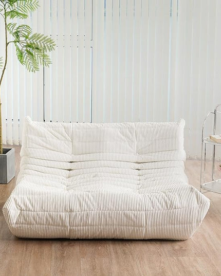 N&V Fireside Loveseat, Mid Century Armless Twin Size Floor Sofa, Soft Premium Corduroy Floor Lounge Chair, Foam Sofa Accent Chair for Living Room Bedroom and Office, Lavender - LeafyLoom