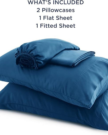 Bedsure King Size Sheet Set, Cooling Sheets King, Rayon Derived from Bamboo, Deep Pocket Up to 16", Breathable & Soft Bed Sheets, Hotel Luxury Silky Bedding Sheets & Pillowcases, Peacock Blue - LeafyLoom