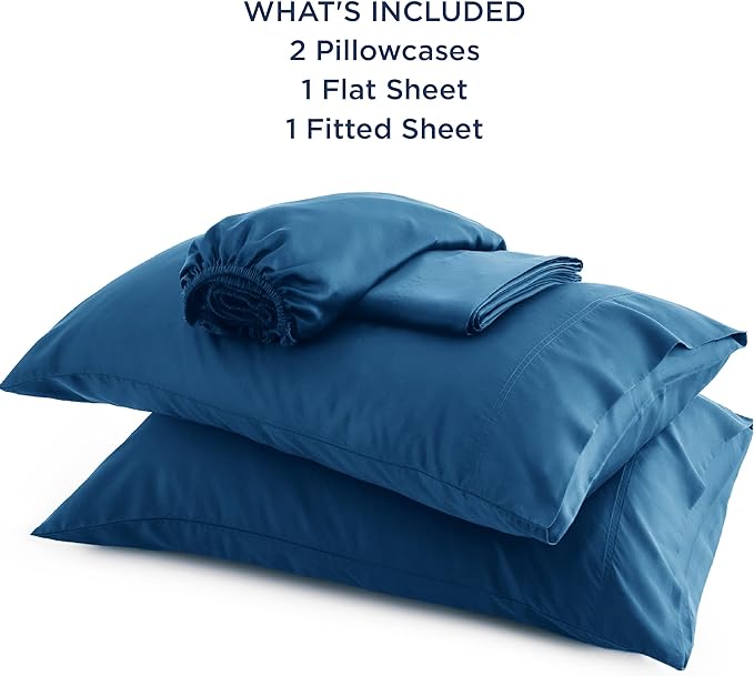 Bedsure King Size Sheet Set, Cooling Sheets King, Rayon Derived from Bamboo, Deep Pocket Up to 16", Breathable & Soft Bed Sheets, Hotel Luxury Silky Bedding Sheets & Pillowcases, Peacock Blue - LeafyLoom