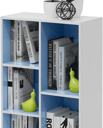 Furinno 5-Cube Reversible Open Shelf, White/Light Blue 11069WH/LBL - LeafyLoom