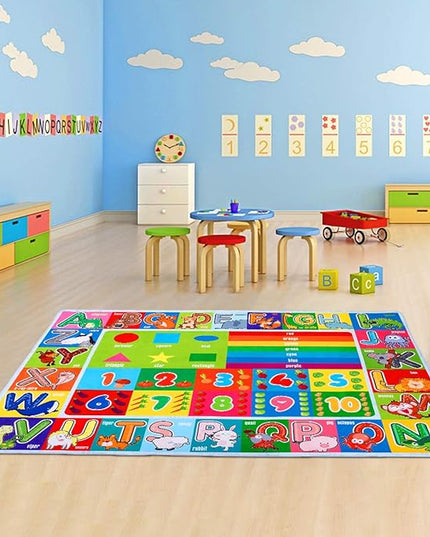 Playtime Collection ABC, Numbers and Shapes Educational Area Rug Soft Toddlers Kids Play Rug Mat Learning Mat for Classroom Bedrooms 78x59 Inch - LeafyLoom