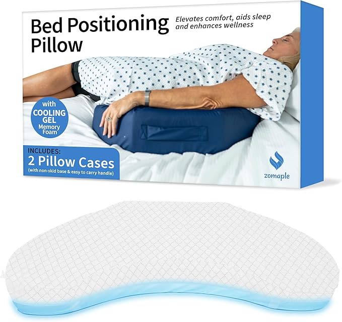 Bedsore Positioning Pillow for Bedsore Prevention and Faster Recovery - Heat Regulating Bed Sore Cushion for Butt Lifting and Easy Positioning - 2X Non-Skid Removable Covers (White) - LeafyLoom