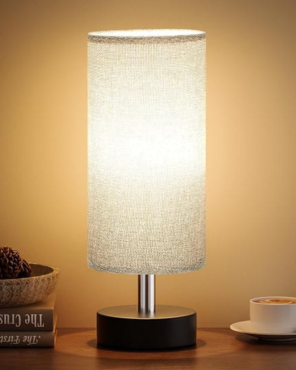 Small Table Lamp for Bedroom - Bedside Lamps for Night Stands, Minimalist Nightstand Light Lamp, Desk Lamps for Reading Room, Kids Room, Living Room, Office, Dorm - LeafyLoom