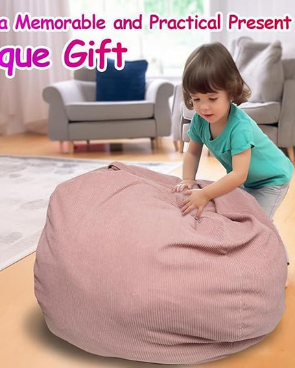 Beanbag Stuffed Animal Storage Organizer Cover Soft Premium Corduroy Removable Washable Stuffable Keep Room Clutter Plush Toys Storage (No Beans) XX-Large - LeafyLoom
