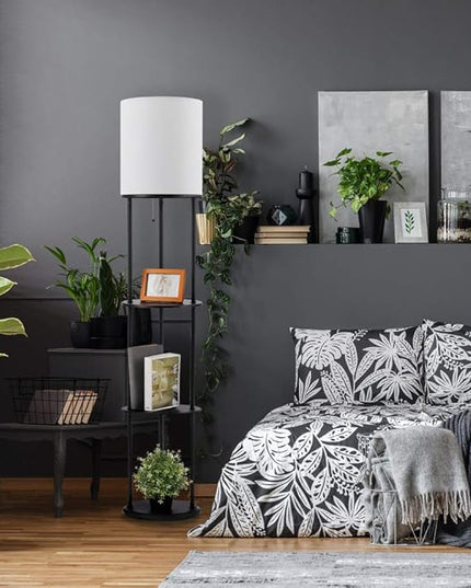 Globe Electric 67042 Versailles Floor lamp, 57.5 in, Matte Black, Shelves - LeafyLoom