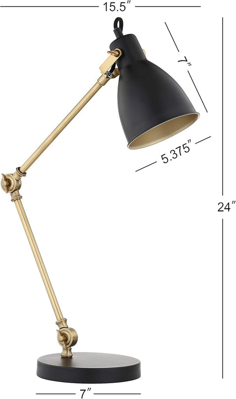 JONATHAN Y JYL6003A Barnes 24" LED Metal Task Lamp Modern,Contemporay,Transitional for Bedroom, Living Room, Office, College Dorm, Coffee Table, Bookcase, Black/BrassGold - LeafyLoom