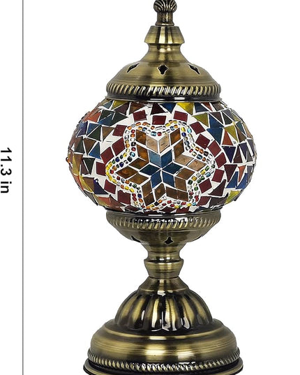 Turkish Mosaic Lamp Bohemian Tiffany Style Stained Glass Bedside Lamp for Bedroom (Multi-colored) - LeafyLoom