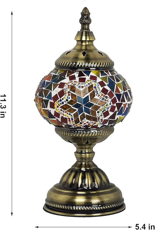 Turkish Mosaic Lamp Bohemian Tiffany Style Stained Glass Bedside Lamp for Bedroom (Multi-colored) - LeafyLoom