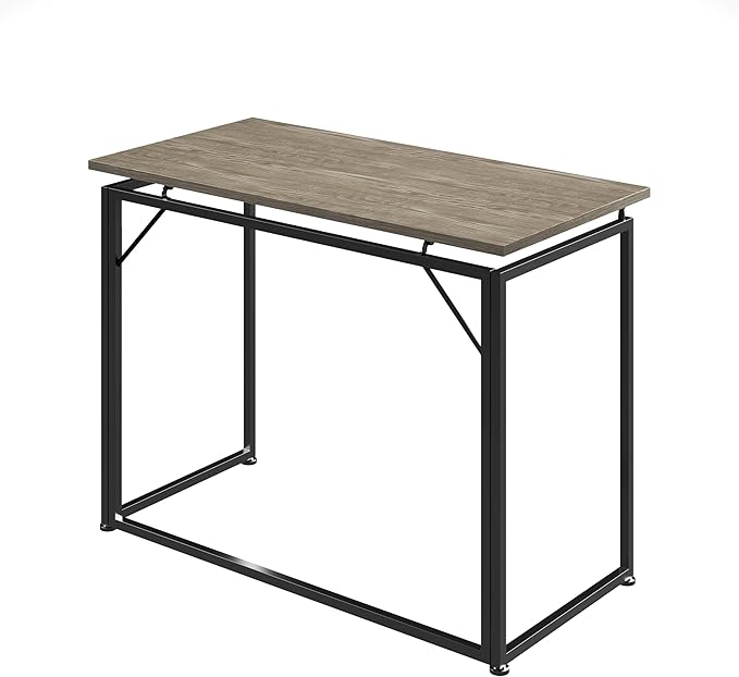 Techni Mobili Space Saving Folding Desk, Grey - LeafyLoom