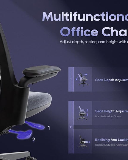 COLAMY 3084 mesh Office Chair, Black & Grey-2 Set - LeafyLoom