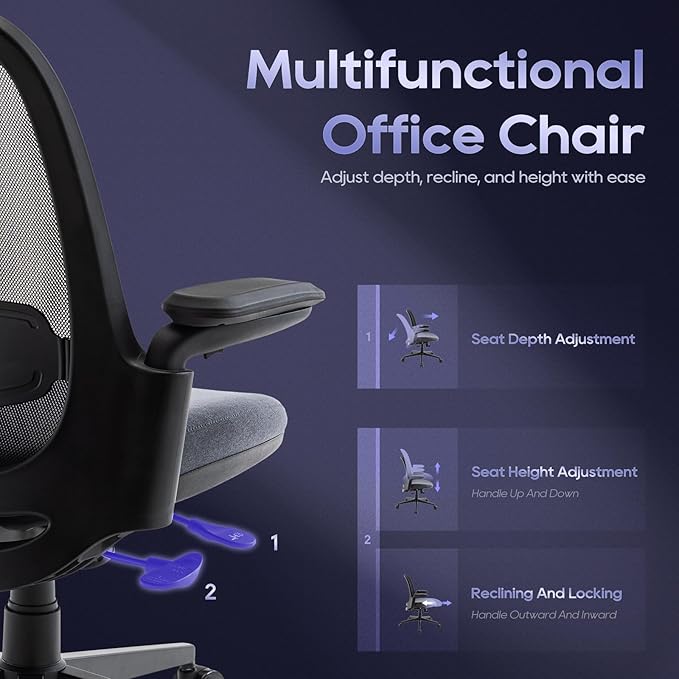 COLAMY 3084 mesh Office Chair, Black & Grey-2 Set - LeafyLoom