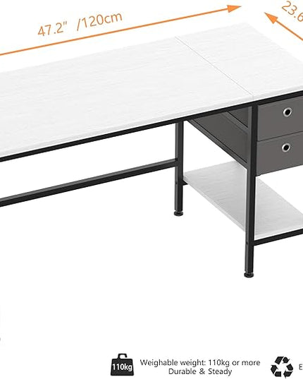 HOMIDEC Office Desk, Computer Desk with Drawers 47" Study Writing Desks for Home with Storage Shelves, Desks & Workstations for Home Office Bedroom - LeafyLoom