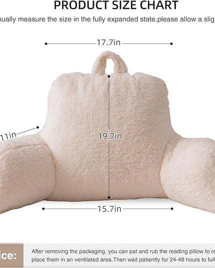 Aimuan Reading Pillow Bed Rest Wedge Large Adult Backrest Pillow with Arms Back Support for Sitting Up in Bed Cushion Incline Rest Sleeping Snoring Pillow,Sherpa Ivory Large - LeafyLoom