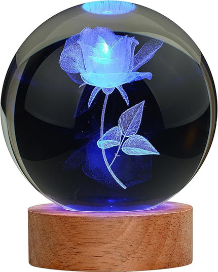 Rose Lamp Romantic Gifts for Her, Large 3D Rose Night Light, Crystal Light up Rose Lamp 16 Color Changing with Remote Control for Bedroom Decor, Only Rose Lamp - LeafyLoom