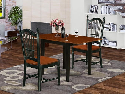 East West Furniture NDDO3-BCH-W Norden 3 Piece Modern Set Contains a Rectangle Wooden Table with Dropleaf and 2 Dining Room Chairs, 30x48 Inch, Black & Cherry - LeafyLoom