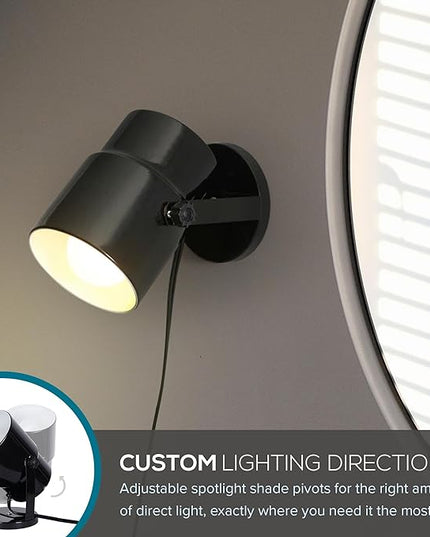 Catalina Lighting 24291-000 Multipurpose Spotlight Accent Lamp, Desk or Wall Mount Lamp for Office, Living Room, Dorm or Bedroom, Smart Home Compatible, Bulb Not Included, 7.5", Metallic Black - LeafyLoom