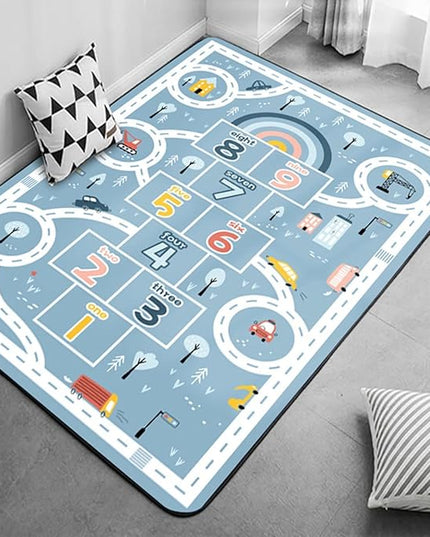 Kids Rug Play Mat, Car Rug, Hopscotch Rug, Hopscotch Mat for Kids, Can Be Used to Play with Cars Kids Carpet Play Mat,(Blue,200×300cm/79×118IN) - LeafyLoom