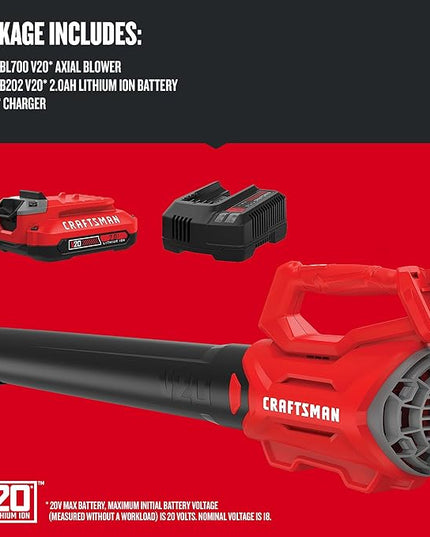 CRAFTSMAN 20V MAX* Axial Leaf Blower Kit (CMCBL700D1) - LeafyLoom