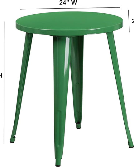 Flash Furniture Webb Commercial Grade 24" Round Green Metal Indoor-Outdoor Table - LeafyLoom