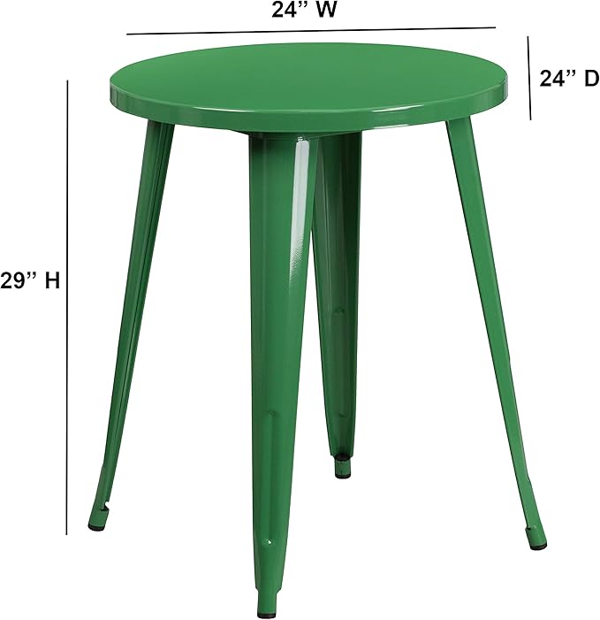 Flash Furniture Webb Commercial Grade 24" Round Green Metal Indoor-Outdoor Table - LeafyLoom