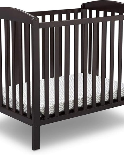 Delta Children Emery Mini Convertible Baby Crib with 2.75-inch Mattress, Dark Chocolate - LeafyLoom