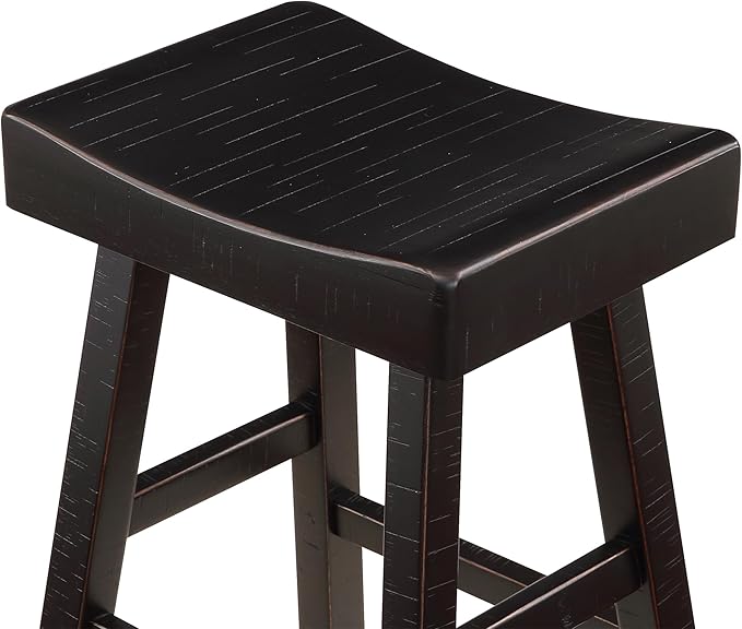Lexicon Bar Table Set for 3, Small Kitchen table set Kitchen Island Table with 3 Saddle Bar Stools, 4 Piece Dining Table Set for Breakfast Nook, Living Room, Apartment, Counter Height, Black - LeafyLoom
