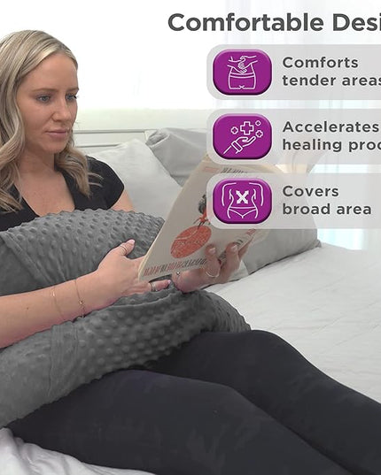 Zomaple Hysterectomy Pillow- Super Comfy Shock Absorbing Hysterectomy Recovery Pillow with 2 Pockets and Gel Pack- Tummy Pillow with Hands Placement Pouch - LeafyLoom