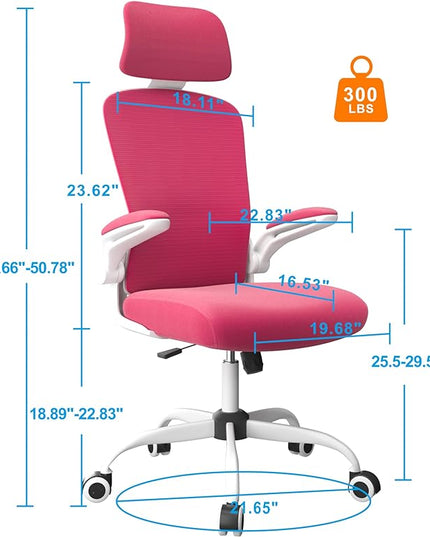 Mimoglad Office Chair, High Back Ergonomic Desk Chair with Adjustable Lumbar Support and Headrest, Swivel Task Chair with flip-up Armrests for Guitar Playing, 5 Years Warranty - LeafyLoom