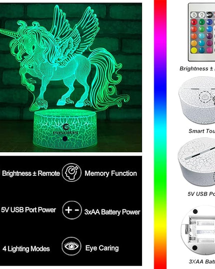 easuntec Unicorn Gifts Night Lights for Kids with Remote & Smart Touch 7 Colors + 16 Colors Changing Dimmable Unicorn Toys 1 2 3 4 5 6 7 8 Year Old Girl Gifts (Unicorn 16WT) - LeafyLoom