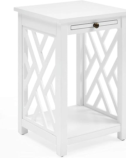 Alaterre Furniture Coventry 36" Coffee Two End Tables with Tray, Set of 3, White - LeafyLoom